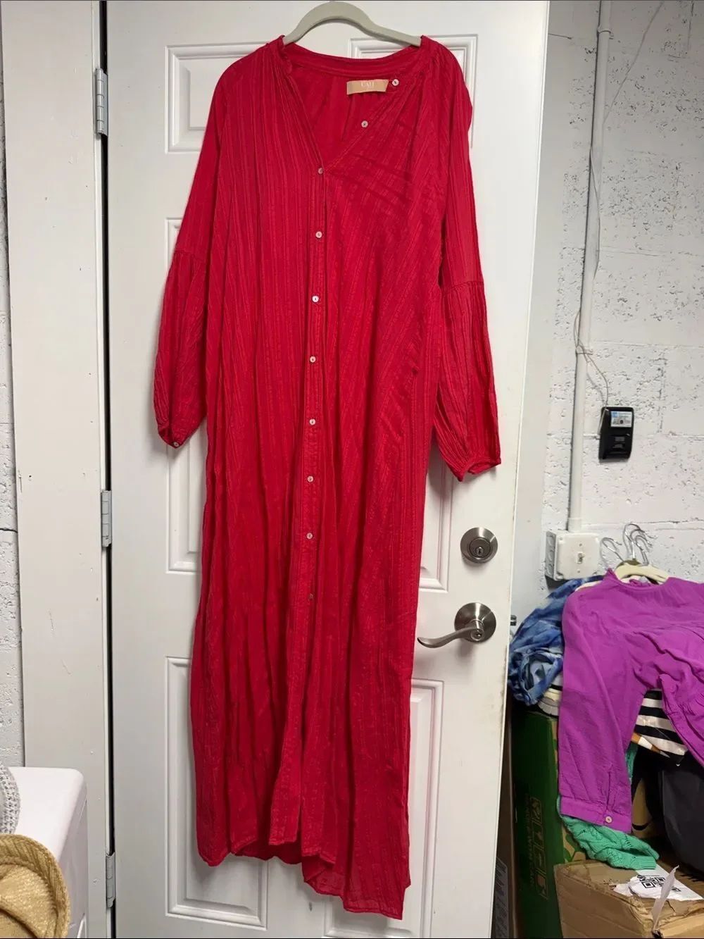 Cali by Cali Red Button-Front Maxi Dress - LIKE NEW - Size Medium
